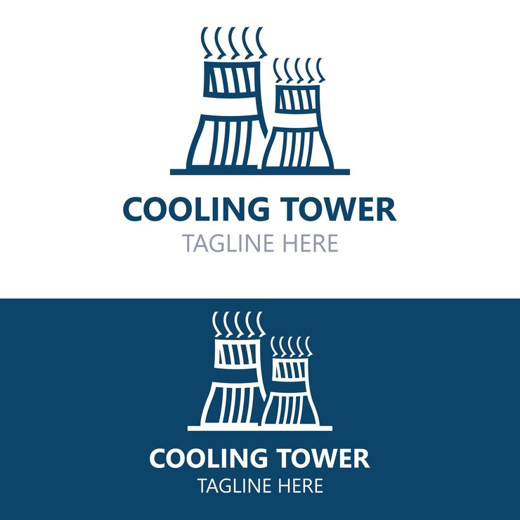 Vector cooling tower plant vector icon factory sign industry symbol simple isolated logo