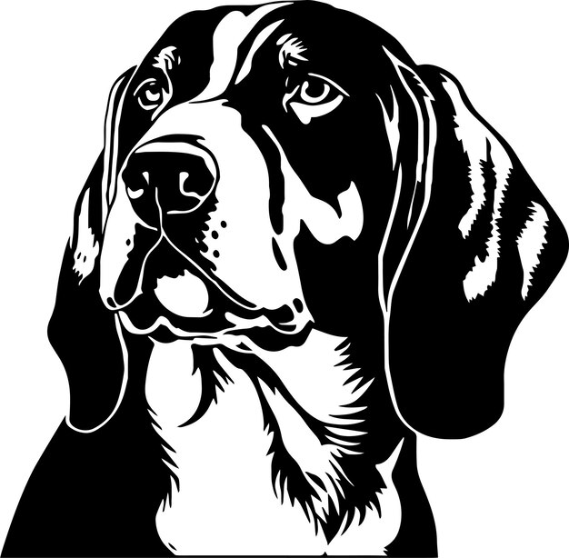 COONHOUND dog face isolated on a white background SVG Vector Illustration