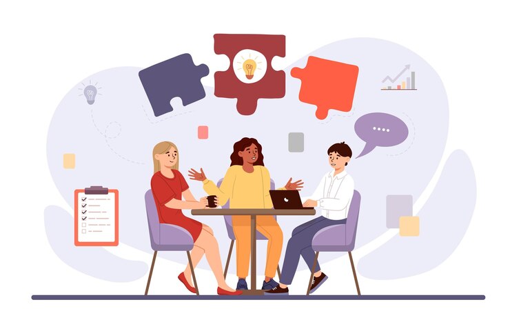 Vector cooperative teamwork concept