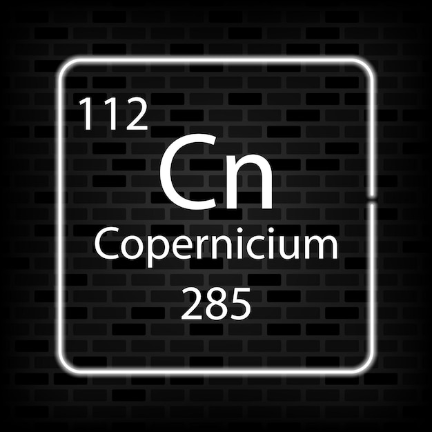 Copernicium neon symbol Chemical element of the periodic table Vector illustration