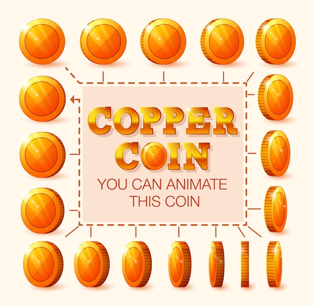 Vector copper coins for step by step animation