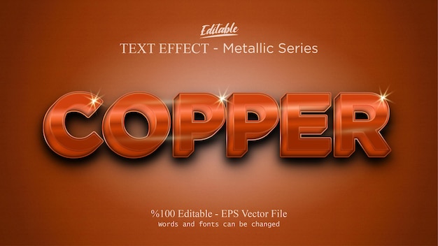 Vector copper editable text effect vector