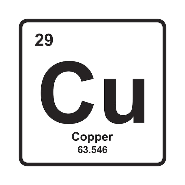 Copper icon chemical element in the periodic table