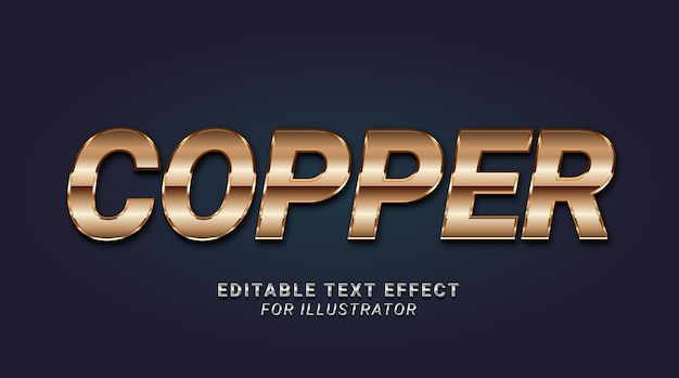 Vector copper metallic editable text effect for illustrator