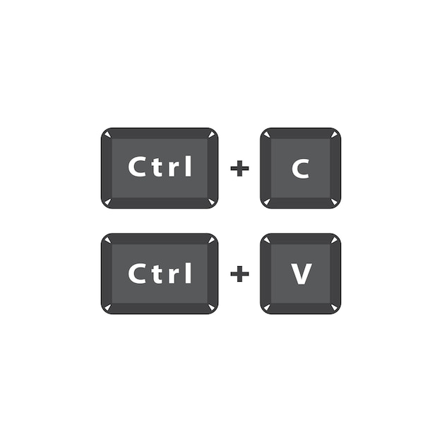 Копирование и вставка, кнопки ctrl c и ctrl v. векторный шаблон символа