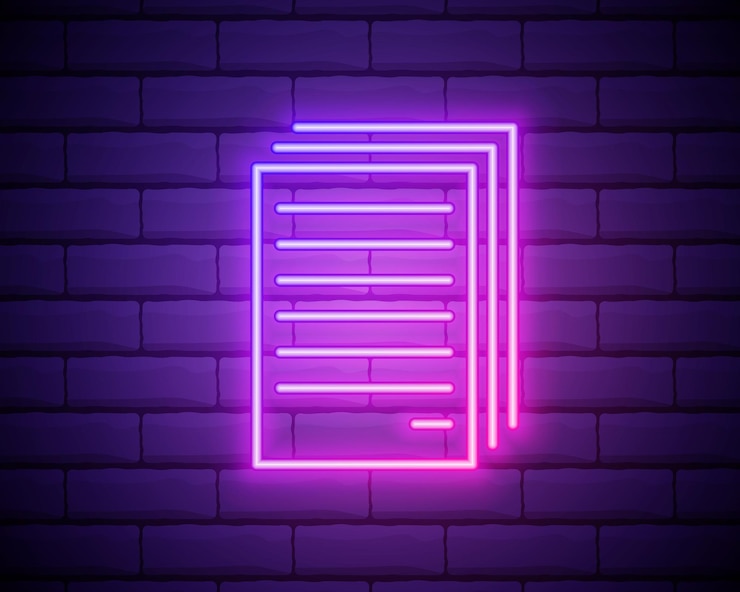 Vector copy files neon icon simple thin line outline vector of web minimalistic icons for ui and ux website or mobile application isolated on brick wall