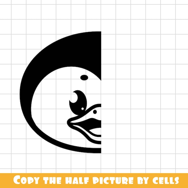 Copy the half picture cartoon penguin by cells education game for children