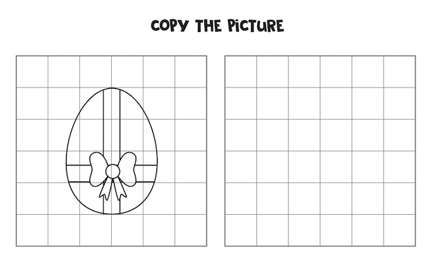 Copia l'immagine dell'uovo di pasqua in bianco e nero gioco logico per bambini