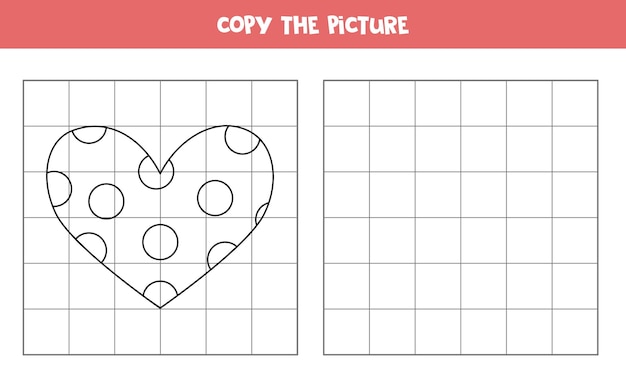 Vector copy the picture of black and white heart educational game for kids