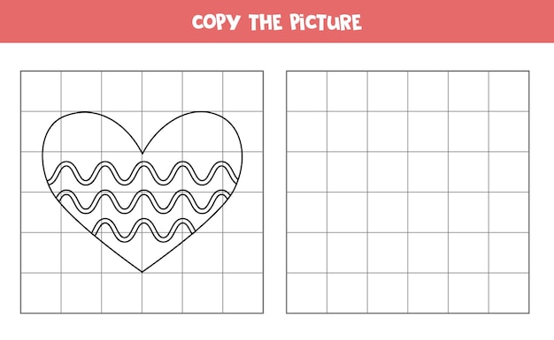 Copia l'immagine del cuore bianco e nero gioco educativo per bambini