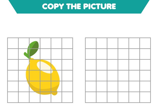 Copy the picture of the cartoon lemon Educational game for children Handwriting practice