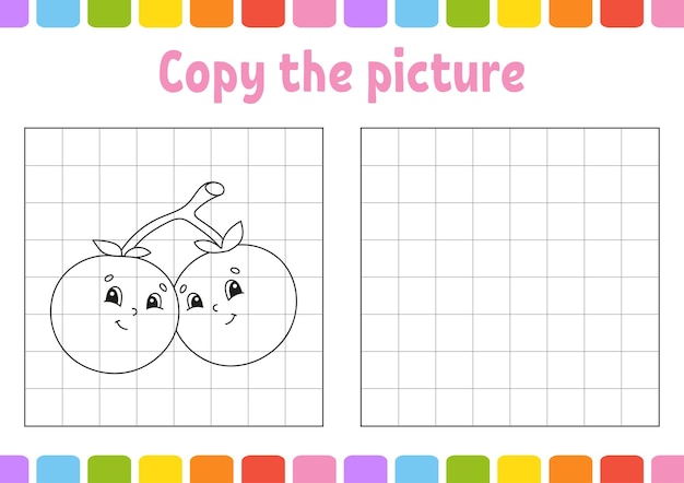 画像をコピーします 子供のための塗り絵のページ 教育開発ワークシート 子供のためのゲーム 手書きの練習 面白いキャラクター かわいい漫画のベクトル図