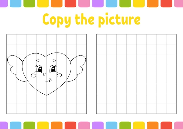 Copy the picture. coloring book pages for kids. education developing worksheet. valentine's day.