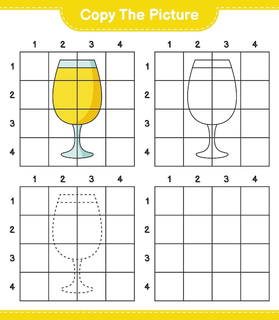 Copy the picture copy the picture of Cocktail using grid lines Educational children game