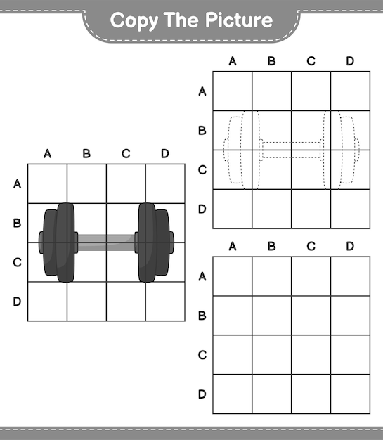 Copia l'immagine copia l'immagine del manubrio usando le linee della griglia gioco educativo per bambini