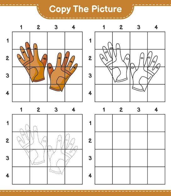 Copy the picture copy the picture of Golf Gloves using grid lines Educational children game