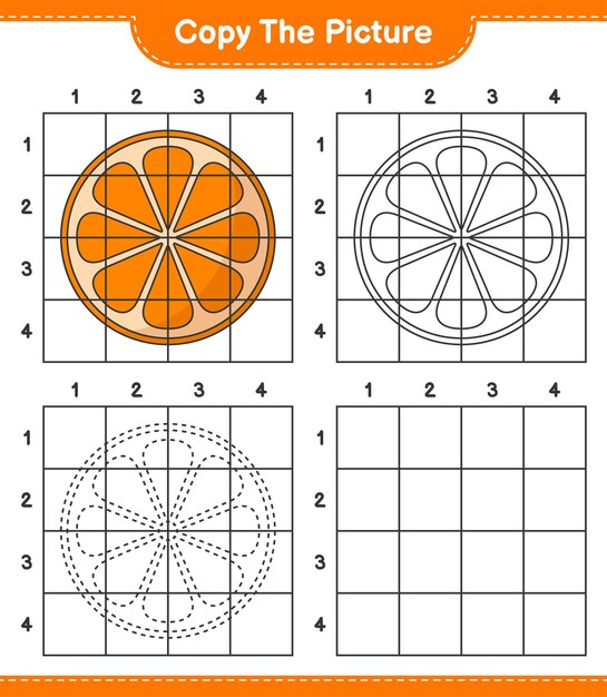Copy the picture copy the picture of Orange using grid lines Educational children game