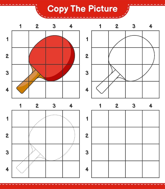 Copy the picture copy the picture of ping pong racket using grid lines educational children game