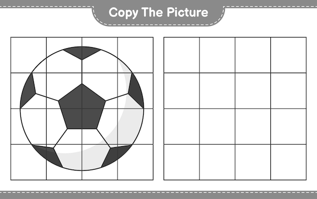 Copy the picture copy the picture of Soccer Ball using grid lines Educational children game