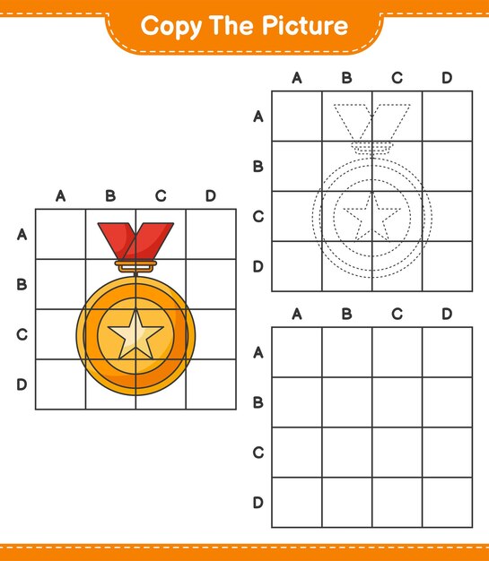 Copy the picture copy the picture of Trophy using grid lines Educational children game