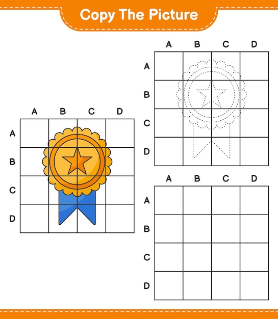 Copy the picture copy the picture of Trophy using grid lines Educational children game
