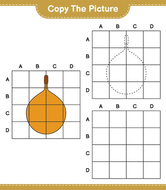 Copia l'immagine, copia l'immagine di voavanga usando le linee della griglia. gioco educativo per bambini, foglio di lavoro stampabile