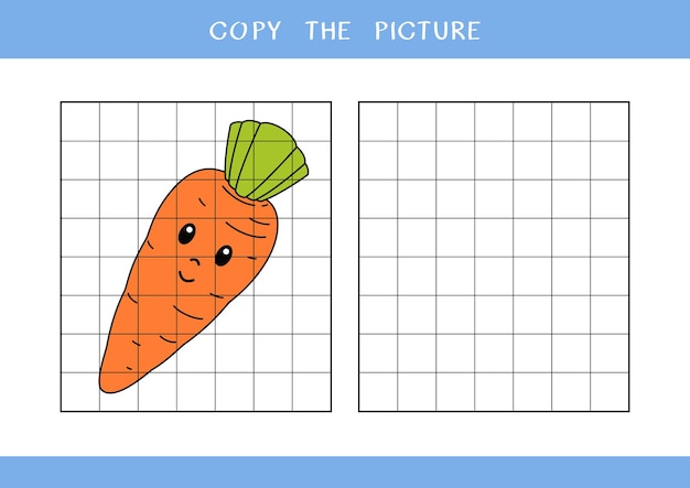 Copia l'immagine della carota carina foglio di lavoro vettoriale