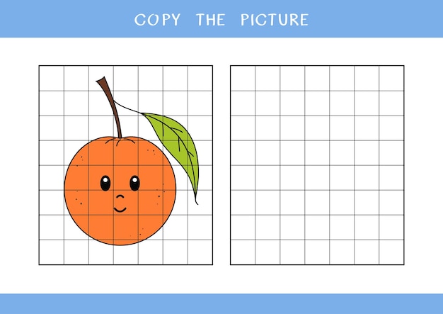 かわいいオレンジ色の画像をコピーします ベクトル ワークシート