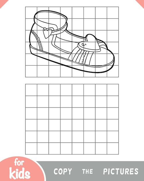 Скопируйте образовательную игру для детей Детские сандалии