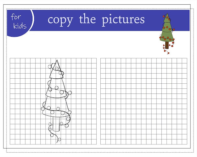 그림 복사 아이들을 위한 교육용 게임 만화 크리스마스 트리