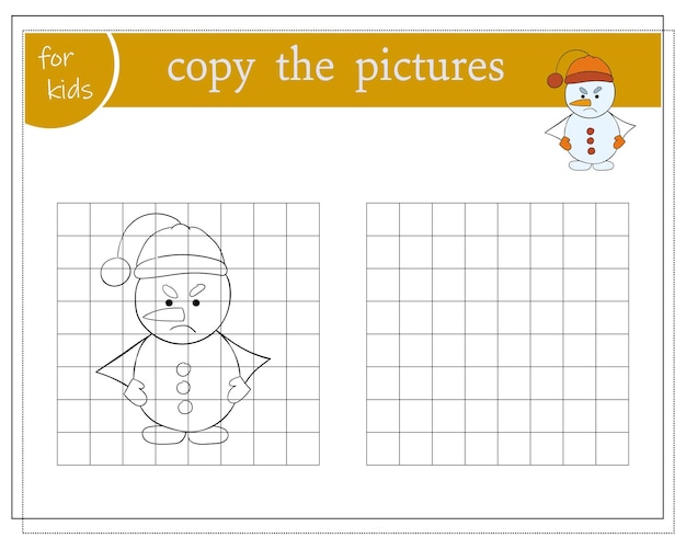 Copy the picture educational games for kids cartoon snowman vector illustration