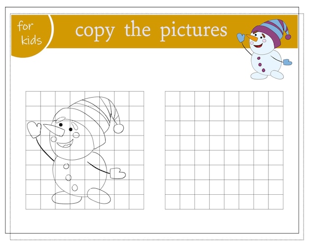 Copy the picture educational games for kids cartoon snowman vector illustration