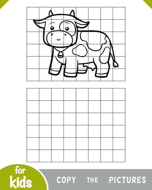 Copy the picture game for children Cow