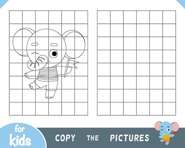 子供向けの絵を模写する象のゲーム