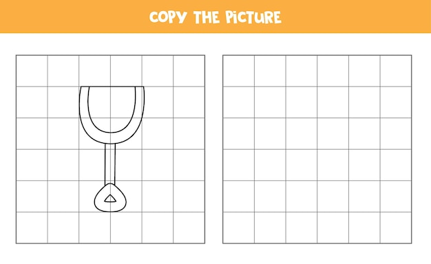 Copy the picture of shovel. Logical game for kids.