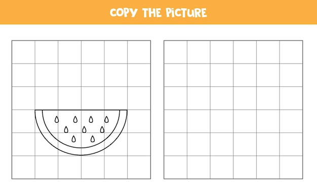 スイカのスライスの写真をコピーします。子供のための論理的なゲーム。