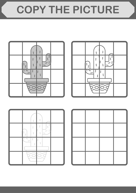 Copy the picture with Cactus Worksheet for kids