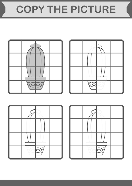 Copy the picture with Cactus Worksheet for kids