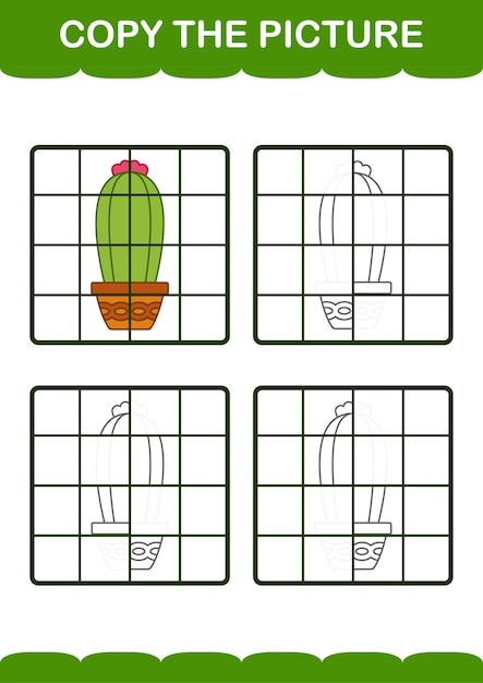 Copy the picture with Cactus Worksheet for kids