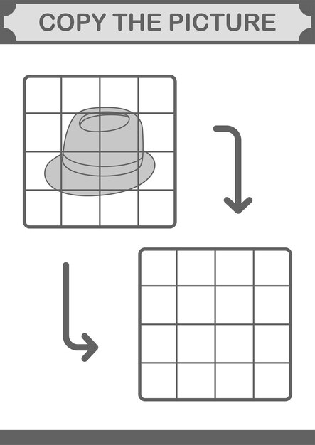 Copy the picture with Fedora Hat Worksheet for kids