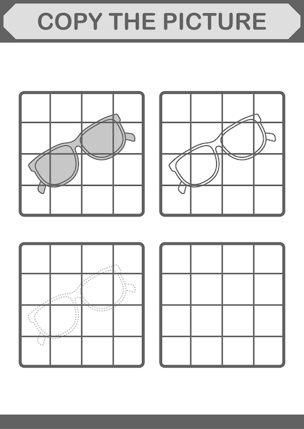 Copy the picture with Glasses Worksheet for kids