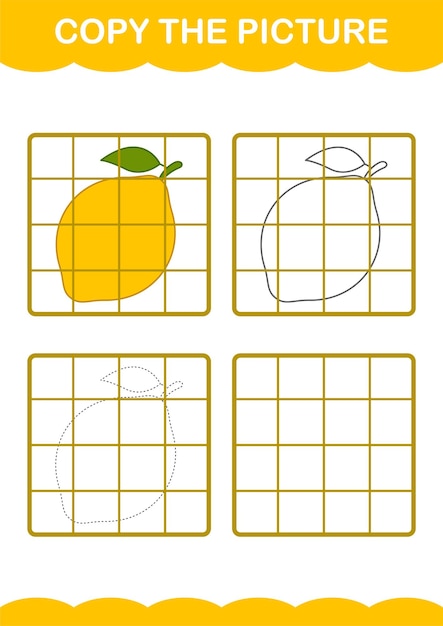 아이들을 위한 레몬 워크시트로 그림을 복사하세요