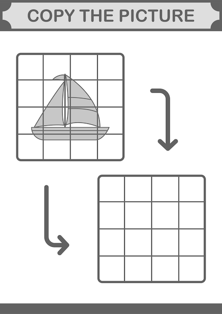 Copy the picture with Sailboat Worksheet for kids