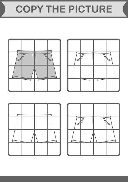 Copy the picture with Shorts Worksheet for kids