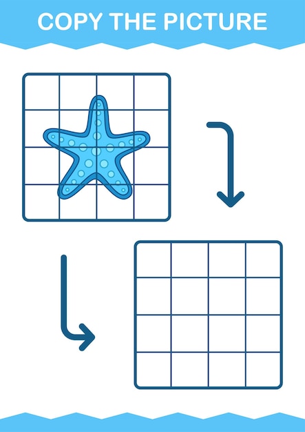 Copia l'immagine con il foglio di lavoro starfish per bambini