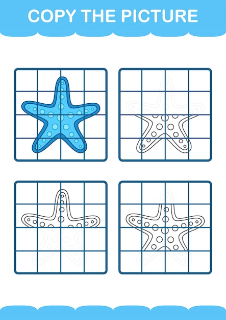Copy the picture with Starfish Worksheet for kids