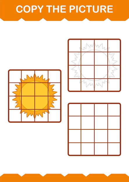 Copy the picture with Sun Worksheet for kids