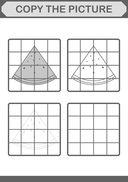 아이들을 위한 수박 워크시트로 그림 복사하기