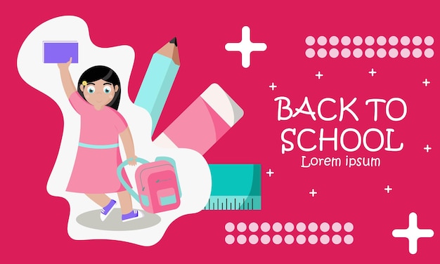 copy space background happy little girl back to school