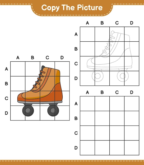 그림 복사 눈금선을 사용하여 롤러 스케이트 그림 복사 교육용 어린이 게임